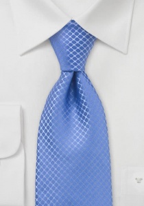 Cravate XXL bleu azur quadrillage