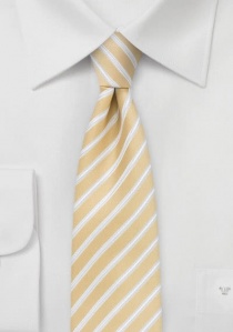 Cravate étroite rayée jaune d'or blanc