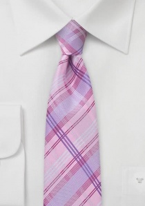 Cravate étroite à rayures roses et violettes