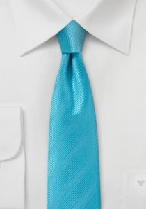 Cravate étroite turquoise rayures monocolores