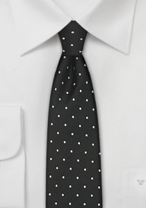 Cravate étroite noire pois argent