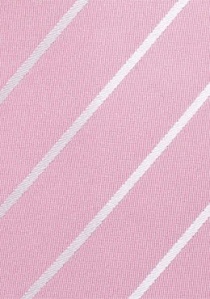 Cravate rose pastel rayée blanc