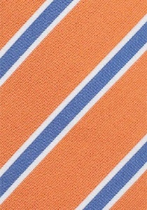 Cravate étroite orange rayée bleu roi et blanc