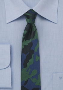 Cravate camouflage vert sapin bleu