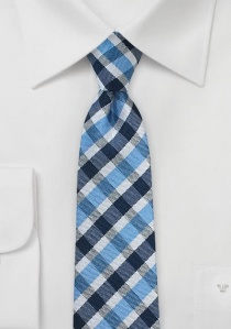 Cravate motif vichy bleu clair bleu marine et