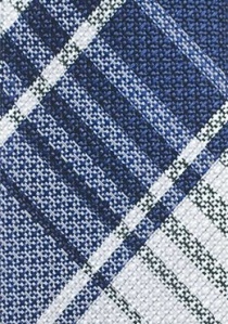 Karo-Design-Businesskrawatte schmal geformt blau weiß