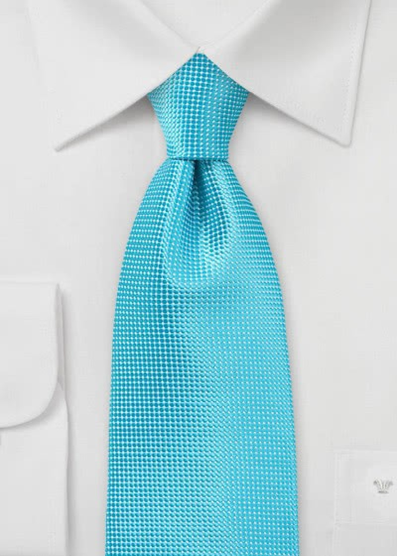 Tissu Soie Pour Cravate - Couleur Turquoise Ciel Bleu Avec Rayures - Vendu Au Mètre, Occasion Parfait état