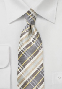 Cravate géométrique tons jaunes et gris