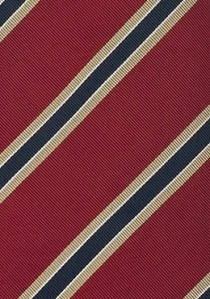 Cravate anglaise rouge à rayures bleu et beige