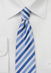 Cravate étroite rayée tons bleus