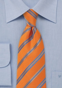 Cravate clip abricot rayée bleue