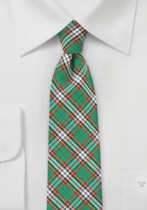 Cravate en coton vert poison à carreaux