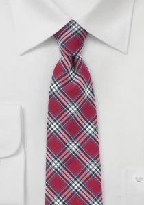 Cravate homme en coton rouge moyen à carreaux