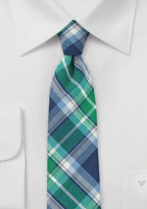 Cravate coton vert bouteille motif glencheck
