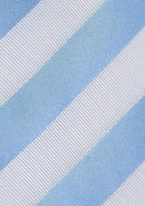Cravate clip rayée en bleu clair et blanc