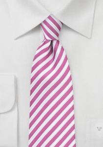 Cravate rose fuschia à rayures blanches