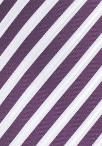 Cravate violet aubergine à rayures blanches