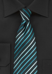 Cravate noire à rayures tons bleus