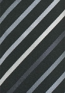 Cravate noire à rayures tons gris