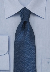 Cravate bleu foncé motif écossais