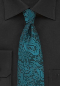 Cravate bleu turquoise imprimé fleuri