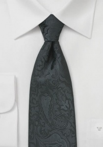 Cravate noir charbon imprimé fleuri