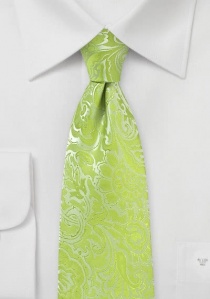 Cravate vert tilleul imprimé fleuri