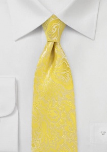Cravate jaune mimosa imprimé fleuri