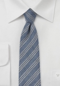 Cravate bleu denim lignes mouchetées