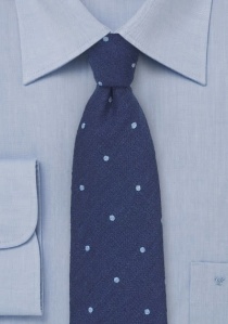 Cravate laine à pois bleu