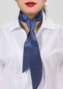 Cravate femme bleu acier satinée