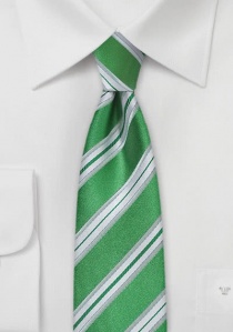 Cravate fine à rayures vertes