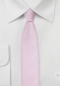 Cravate étroite à carreaux rosé