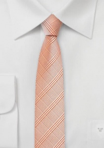 Cravate étroite abricot motif écossais