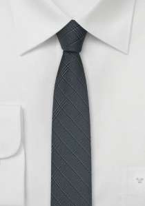 Cravate étroite gris anthracite motif écossais