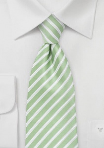 Cravate à clipser rayée vert poussiéreux blanc