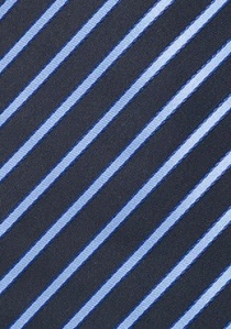 Cravate clip bleu marine rayures fines bleu ciel