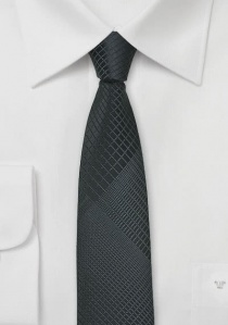 Cravate étroite noir asphalte losange