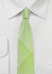 Cravate étroite vert tendre losange