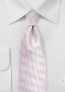 Cravate unie rose tendre imprimé quadrillage