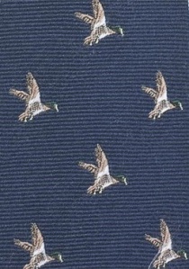 Cravate bleu marine motif canard colvert