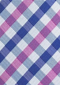 Cravate motif vichy bleu outremer rose foncé