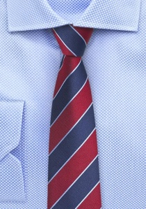 Cravate à rayures bleu marine rouge cerise
