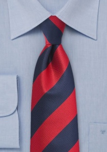 Cravate à rayures rouge cerise et bleu marine