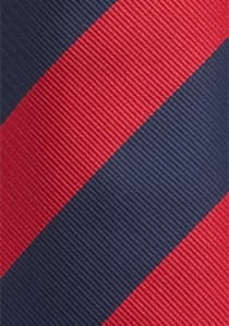 Cravate à rayures rouge cerise et bleu marine