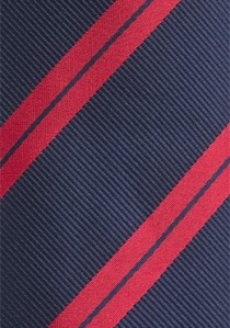 Cravate rayée rouge cerise bleu marine