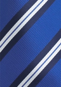 Cravate bleu royal à rayures bleu marine et blanc