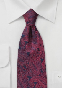 Cravate dessin cachemire rouge cerise
