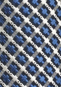 Cravate imprimé géométrique bleu blanc noir