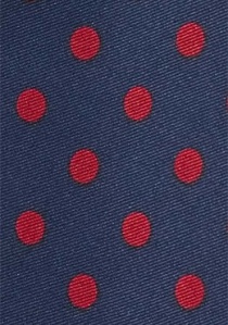 Cravate bleu foncé aux larges pois rouges